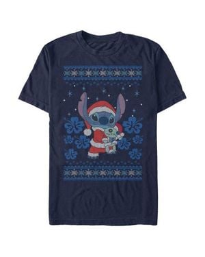 Lilo Et Stitch Christmas With Scrump Graphic T-Shirt - Blue