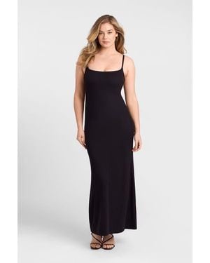 S3 Apparel Sculpting Shapewear Rib Scoop Neck Cami Maxi Dress - Blue