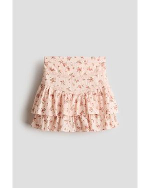 H&M Tiered Cotton Skirt - Pink