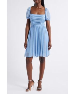 Jump Apparel Glitter Puff Sleeve Cocktail Minidress - Blue