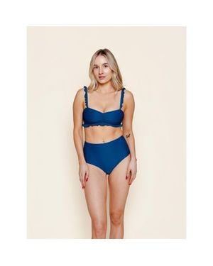 Kitty and Vibe Ruffle Bikini Top - Blue