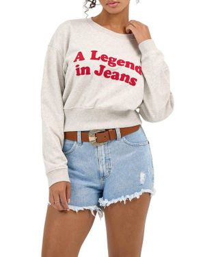 Wrangler Relaxed Appliqué Crop Sweatshirt - White
