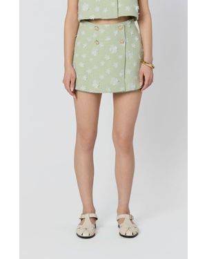 Astr Janell Floral Appliqué Miniskort - Green