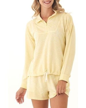 Threads For Thought Nyloa Spray Wash Terry Quater Zip Top - Natural