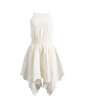 TOPSHOP Eyelet Embroidered Handkerchief Hem Cotton & Linen Sundress - White