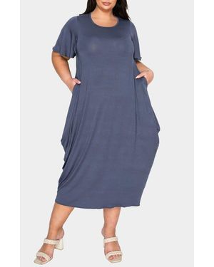 L I V D Liz Flutter Sleeve Midi Dress - Blue