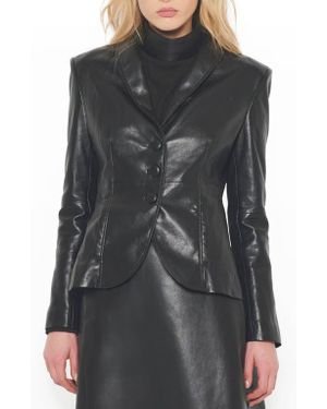 AS by DF Denise Recycled Tailored Leather Blazer - Black