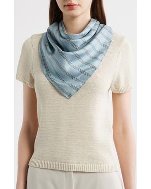Vince Stripe Silk Twill Scarf - Blue