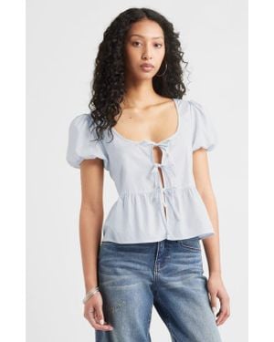 BP. Tie Front Cotton Poplin Top - White