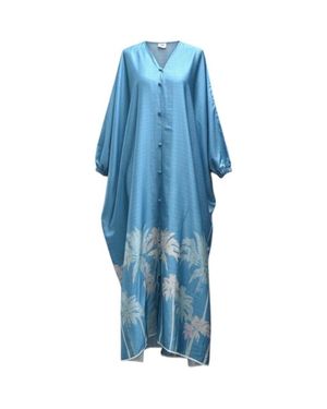 Flaunt Archive Azure Palm Print Caftan - Blue