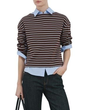 Mango Stripe Boatneck Sweatshirt - Black