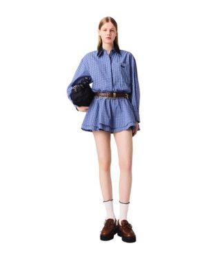 Maje Stretch Cotton Rhinestone Jumpsuit - Blue