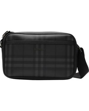 Burberry City Check Coated Canvas Crossbody Bag - Black