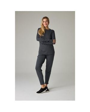 eavolu® Garda Eco-Luxe Rib Crew-Neck Long Sleeve Top - Blue