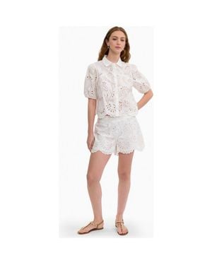 Rebecca Taylor Brielle Poplin Eyelet Short - White