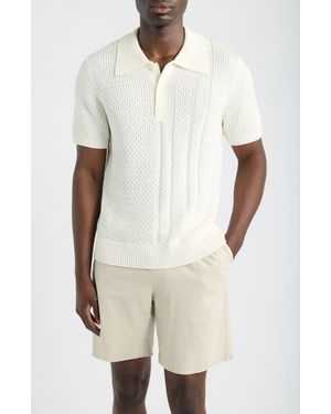 CHE Santino Textured Cotton Polo Sweater - Natural