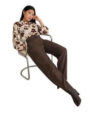 Hobbs Trina High-Waist Barrel Pants - Brown