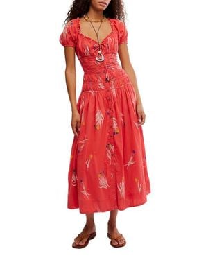 Free People Complete Me Cotton Midi Dress - Red