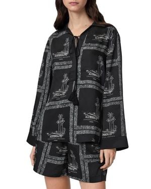 AllSaints Lettie Tie Neck Shirt - Black