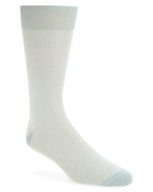 Canali Cotton Jacquard Dress Socks - White