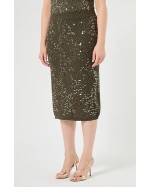 Marina Rinaldi Sequin Bouclé Skirt - Green