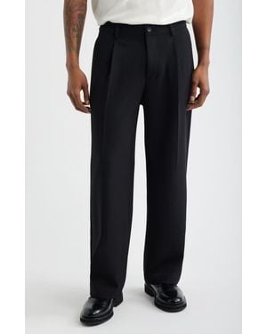 Open Edit Relaxed Pleated Stretch Twill Pants - Blue