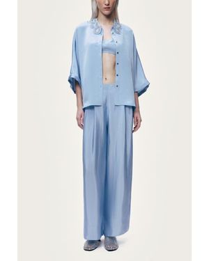 Nocturne Accessory Collar Detail Shirt - Blue