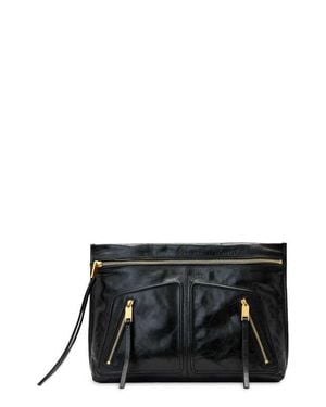 AllSaints Jean Rey Leather Clutch - Black