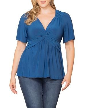 Kiyonna Abby Twist Front Top - Blue