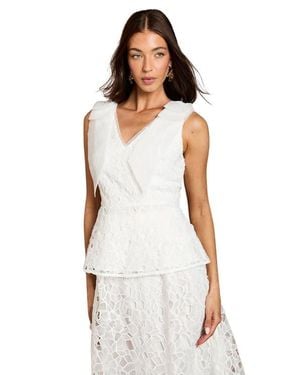 Coast Lace Bow V-Neck Top - White