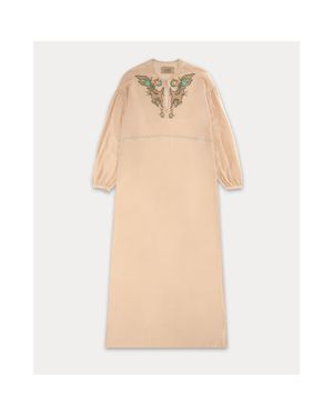 Fortela Allegra Embroidered Silk Dress - Natural
