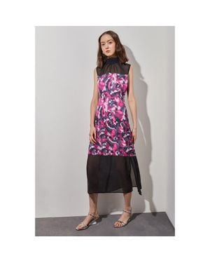 Ming Wang Floral Midi Sheath Dress - Pink
