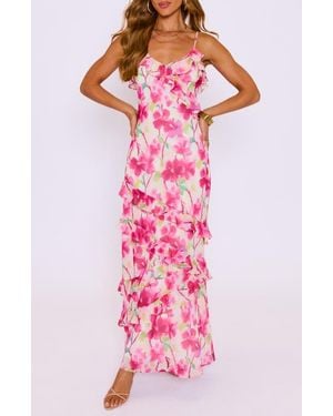 Vici Collection Sylvie Floral Print Sleeveless Maxi Dress - Pink