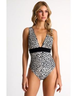 Shan Classic Printed Plunging One-Piece Swimsuit - Multicolor
