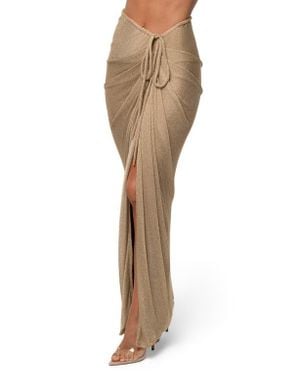 JLUXLABEL Noelia Metallic Maxi Sweater Skirt - Natural