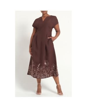 Estelle Emery Print Linen Blend Maxi Dress - Brown