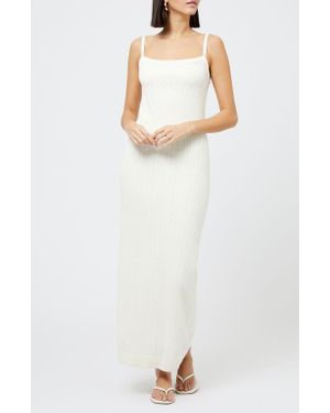 French Connection Cotton Blend Pointelle Sweater Maxi Dress - White