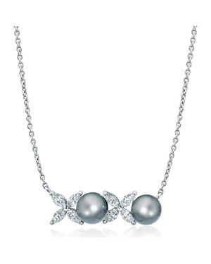 Crislu Xoxo Pearl & Cubic Zirconia Pendant Necklace - Blue