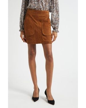 Veronica Beard Norwood Suede Miniskirt - Brown