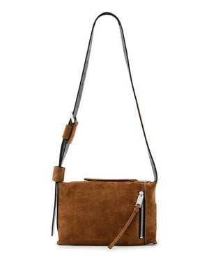 AllSaints Small Alba Zip Suede Crossbody Bag - Brown