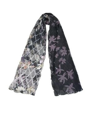 Komarov Floral Border Chiffon Shawl - Blue