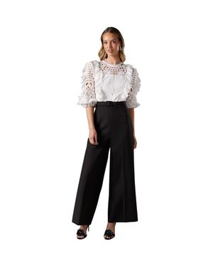Coast Lace Cut Out Belted Jumpsuit - Black
