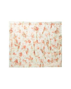 McQueen Floral & Skull Print Silk Scarf - Natural