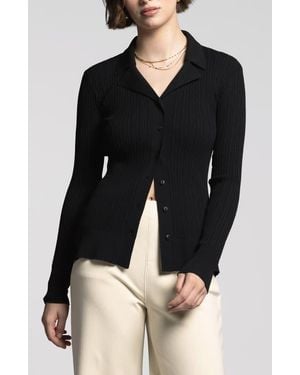 WEEKEND LOS ANGELES Allison Rib Button-Up Top - Black