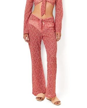Solid & Striped Dolly Tie Front Sheer Cover-Up Pants - Red