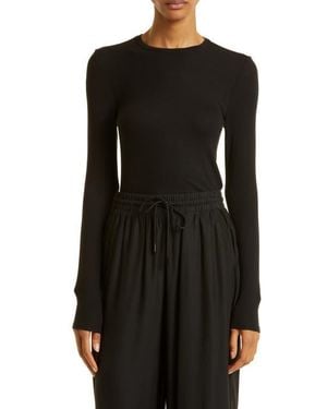 ATM Ribbed Crewneck Long Sleeve Top - Black
