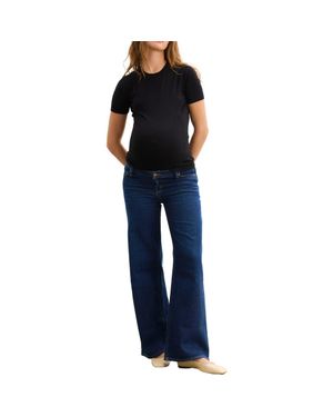 Hatch Collection The Relaxed Wide Leg Maternity Jean - Blue