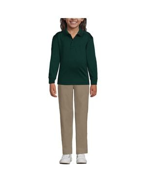 Lands' End School Uniform Kids Long Sleeve Rapid Dry Polo Shirt - Green