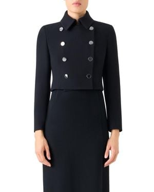 Akris Hevan Double Breasted Wool Crepe Jacket - Black