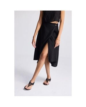 REISTOR Overlap Midi Skirt - Black